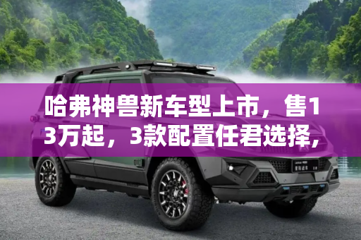 哈弗神兽新车型上市，售13万起，3款配置任君选择,售13万起/3款配置 哈弗神兽新车型上市