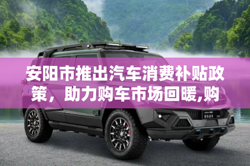 安阳市推出汽车消费补贴政策，助力购车市场回暖,购车有补贴 安阳出台汽车消费补贴政策