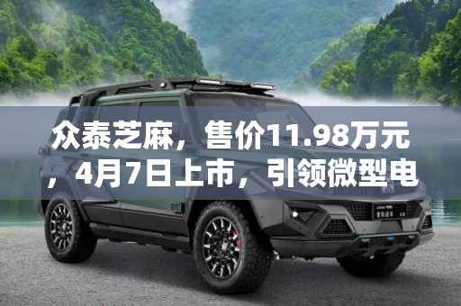 众泰芝麻，售价11.98万元，4月7日上市，引领微型电动车新潮流,售价11.98万元 众泰芝麻将于4月7日上市