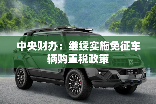 中央财办：继续实施免征车辆购置税政策