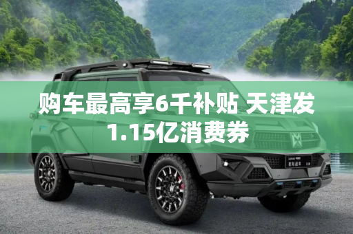购车最高享6千补贴 天津发1.15亿消费券